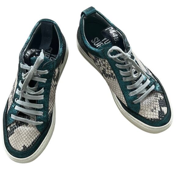 P448 Women's Soho Crackled & Snake-embossed Leather sneakers size 38 - Picture 1 of 14